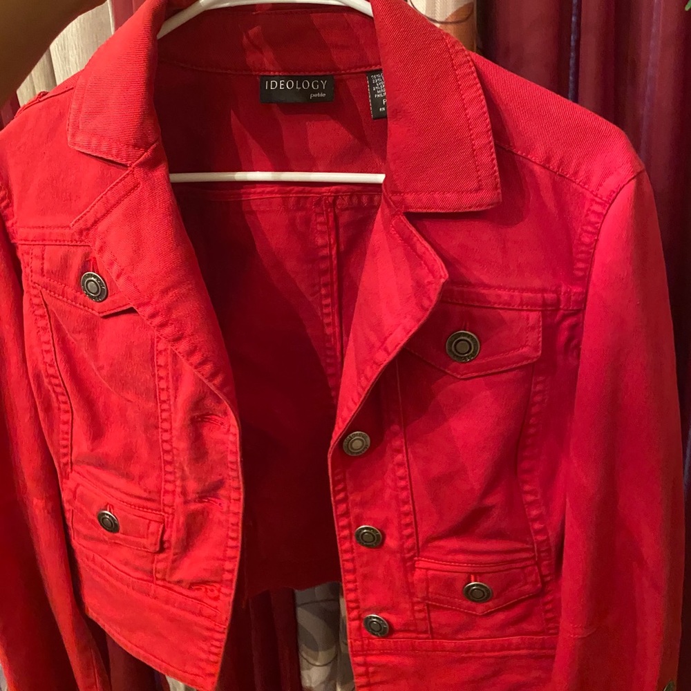 Slightly Cropped Red Denim Jacket